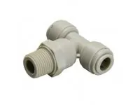 Трійник в комплекті зі скобой CDC Fluidtech Europe S.r.l. Ø1/4" (трубка) х Ø1/4" НР х Ø1/4" (трубка) Polyacetal (HRPT1/4-N02G+H 
