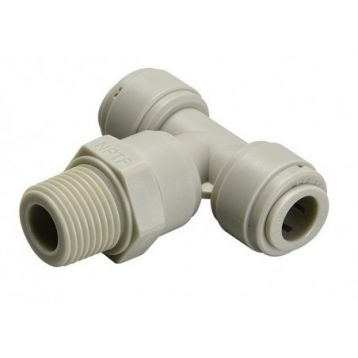 Трійник у комплекті зі скобою CDC Fluidtech Europe S.r.l. Ø3/8" (трубка) х Ø1/4" НР х Ø3/8 (трубка) Polyacetal (HRPT3/8-N02G+HC 