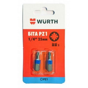 Біта WURTH PZ1 -1/4-L25 мм в блістері (2 шт) (0614176651902)