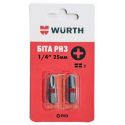 Бита WURTH PH3-1/4-L25 мм в блистере (2 шт) (0614176648902)