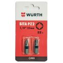 Бита WURTH PZ2 -1/4-L25 мм в блистере (2 шт) (0614176652902)