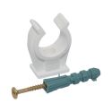 Клипса одинарная PPс забивным шурупом Ø22 (белая) Capricorn S.A. (9-9701-022-00-01-01)