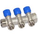 Carlo Poletti Угловой коллектор Ø1" x 3 выхода x 3/4" EK (синие ручки) никель (C323N12QB)
