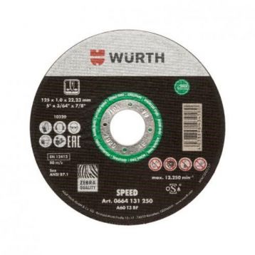 Круг отрезной для нерж. стали WURTH 125 х 1,0 х 22,2 (0664131250)