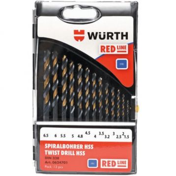 Набор сверл по металлу WURTH HSS DIN338 1,0-10,0 мм, 19 пр. RED LINE (06247001)