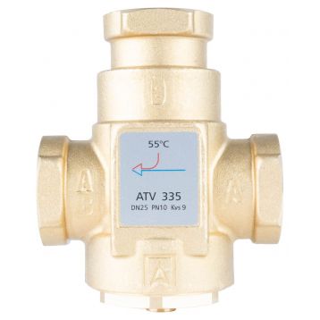 Термический клапан AFRISO ATV 335, DN25, Rp 1", 55С, Kvs 9, м3/г (1633510)