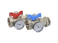KIT422D000 Комплект прямих кранів колектора з термометром Ø1" ВЗ BIANCHI F.LLI S.P.A.