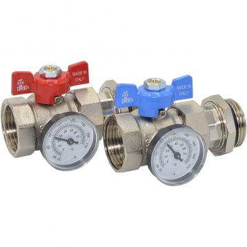 KIT422D000 Комплект прямих кранів колектора з термометром Ø1" ВЗ BIANCHI F.LLI S.P.A.