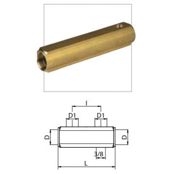 259A070400 Коллектор Ø1 1/4" х 9 х 1/2" ВР латунь с отверстием для ПВ 3/8" I50 мм BIANCHI