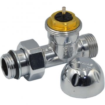 3300C Кран-термостат радиаторный хромированный Ø1/2" х 1/2" ЗЗ прямой TIEMME