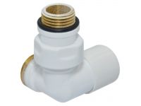 V174211EFSX Кран відс. трьохос. БІЛИЙ корпус + штуцер Ø1/2" х 24-19 SX (лівий) FIRST CORNER