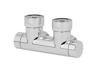 V48310B Вузел відсікаючий TWIN F ХРОМ кутовий Ø3/4" F (пласке ущільнення) x 3/4" EK 50 мм
