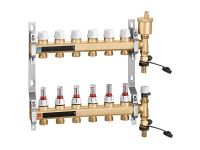 Коллектор латунный Ø1" В х 10 х 3/4" С в сборе 5÷60°C 6 bar CALEFFI (6646L1)