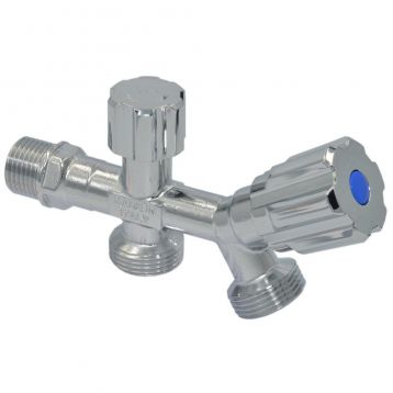 Кран двойной угловой для сантехприборов Ø1/2" х 3/4" х 3/4" VA Albertoni srl (D443385)