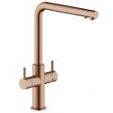KITCHEN Змішувач для кухні AQ93823/3VRTP (Chocolate red PVD) з підключенням фільтру NOBILI