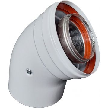 Коліно коаксіальне 45 град. для котла d60/100 AL+FE