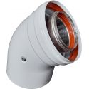 Коліно коаксіальне 45 градусів для турбованого газового котла d60/100 AL + FE (TR.6045F)
