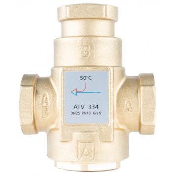 Термический клапан AFRISO ATV 334, DN25, Rp 1" Kvs 9, номинальная температура 50C (1633410)
