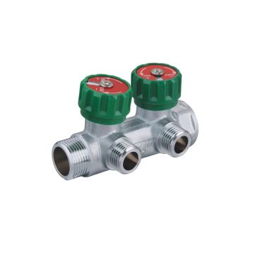 Розподільча гребінка з регулюючими вентилями 2 контури 3/4''x1/2", латунь, Tervix Pro Line WD (392012)