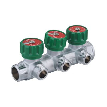 Розподільча гребінка з регулюючими вентилями 3 контури 3/4''x1/2", латунь, Tervix Pro Line WD (393012)