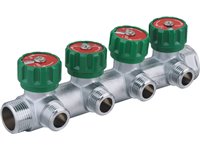 Розподільча гребінка з регулюючими вентилями 4 контури 3/4''x1/2", латунь, Tervix Pro Line WD (394012)