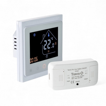 495121 Комплект бездротового управління опаленням ZigBee: термостат вбудов. + реле On/Off (220В)