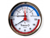 357818 термоманометр Tervix Pro Line 80/0-10 бар, 0-120 С аксіальний, з монтажним клапаном 1/2"
