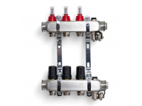 501203 Колектор на 3 контури, з витратомірами, краном Маєвськ та зливним, нерж.сталь Tervix Pro Line