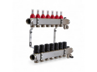 501206 Колектор на 6 конт., з витратомірами, краном Маєвськ. та зливним, нерж.сталь Tervix Pro Line