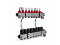 501208 Колектор на 8 конт., з витратомірами, краном Маєвськ. та зливним, нерж.сталь Tervix Pro Line