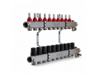 501210 Колектор на 10 конт., з витратомірами, краном Маєвськ. та зливним, нерж.сталь Tervix Pro Line