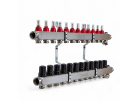 501212 Колектор на 12 конт., з витратомірами, краном Маєвськ. та зливним, нерж.сталь Tervix Pro Line