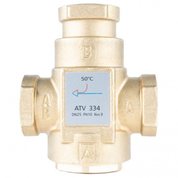 Термический клапан AFRISO ATV 334, DN25, Rp 1" Kvs 9, номинальная температура 50C (1633410)