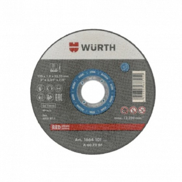 Круг відрізний для сталі RED STRIPE 1,0-BR22,23-D125 мм WURTH (1664101250)