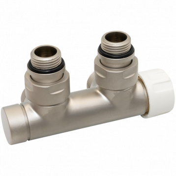 Вузел терм. TWIN THERMO SATIN NICKEL кутовий ПРАВИЙ 01/2" З x 3/4" EK 50 мм (V37110LSB) - 1