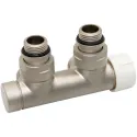 Узел терм. TWIN THERMO SATIN NICKEL угловой ПРАВЫЙ 01/2" С x 3/4" EK 50 мм (V37110LSB)