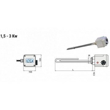 Електричний тен Ø1 1/2" L320 мм 230 V 3,0 кВт Cordivari srl (5240000000053)