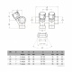 Колектор кутовий Carlo Poletti SMART-SEAL 1" x 3 виходи x 3/4" EK (сині ручки) нікель (C323N12QBOR) - 1