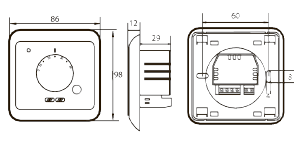 Термостат для водяної / електричної теплої підлоги Tervix Simple. Розмір