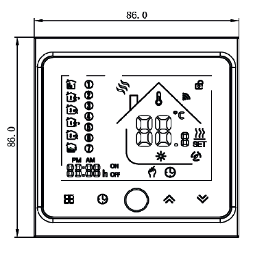 Термостат з ZigBee управлінням Tervix Pro Line для водяної/електричної теплої підлоги. Розміри1