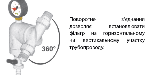 Фільтр поворотний самопромивний з манометром 3/4
